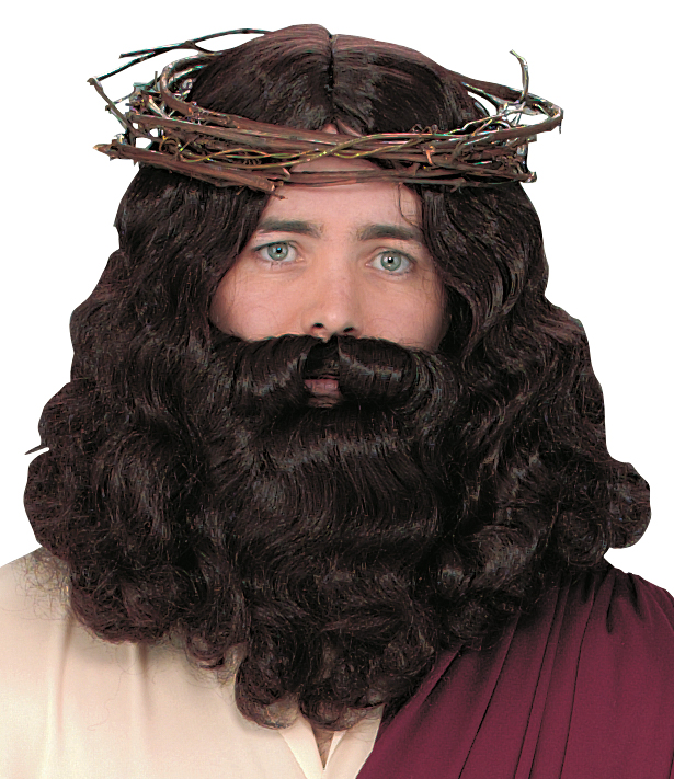 Fun World Women's Jesus Wig and Beard - Brown - One Size