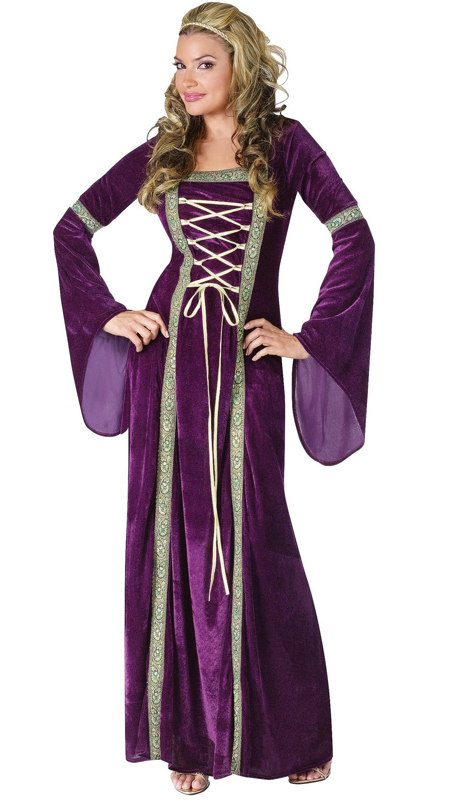 Fun World Women's Renaissance Lady Adult Costume - Purple - Medium/Large (10-14)