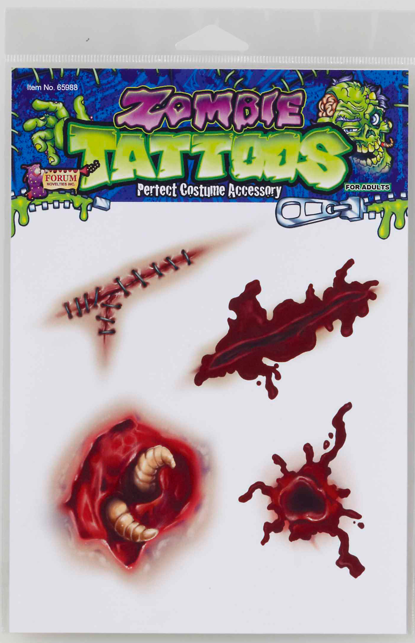 Forum Novelties Inc Women's Zombie Tattoos - Black - One-Size