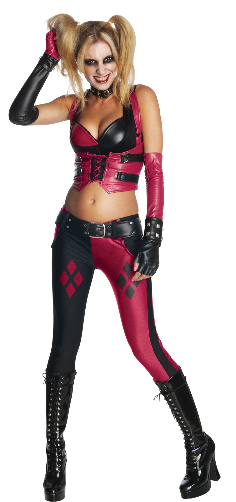 Rubie's Costume Co Women's Batman Arkham City Secret Wishes Harley Quinn Adult Costume - Black - Large