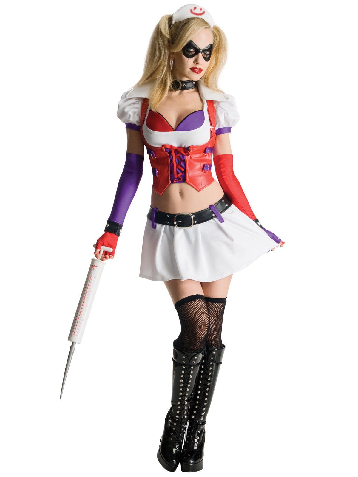 Rubie's Costume Co Women's Batman Arkham City Asylum Harley Quinn Adult Costume - White - Large