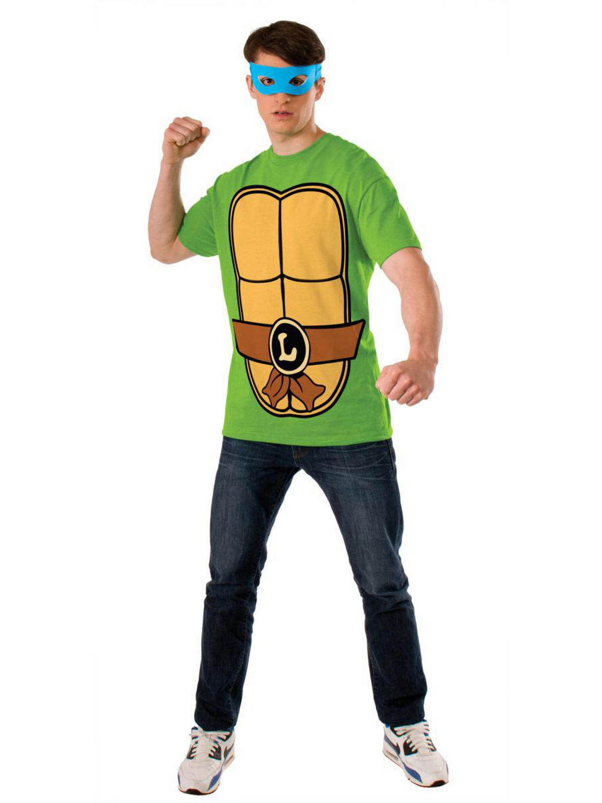 Rubie's Costume Co Men's Teenage Mutant Ninja Turtles Leonardo Adult T-Shirt Kit - Green/Blue - Large