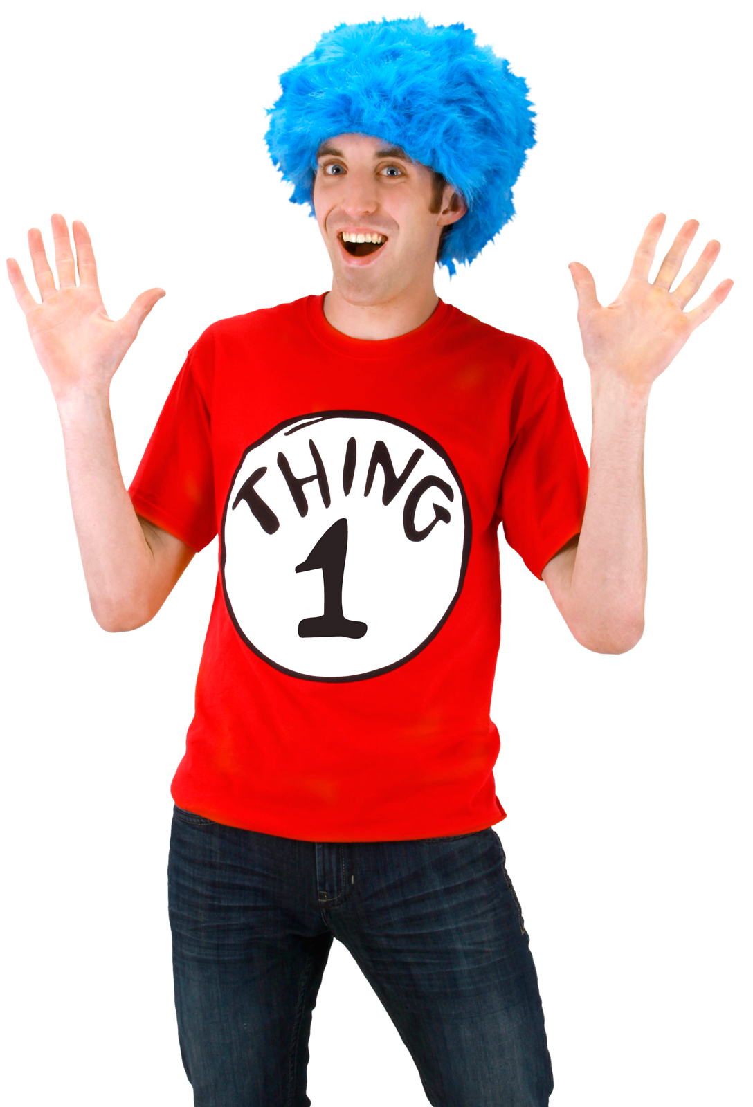 Elope Men's Dr. Seuss Cat In The Hat -Thing 1 Tee Shirt Kit - Red/White - Large