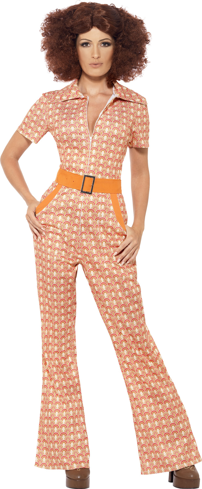 Smiffy's USA Women's Authentic 70's Chic Adult Costume - Orange - Large (14-16)