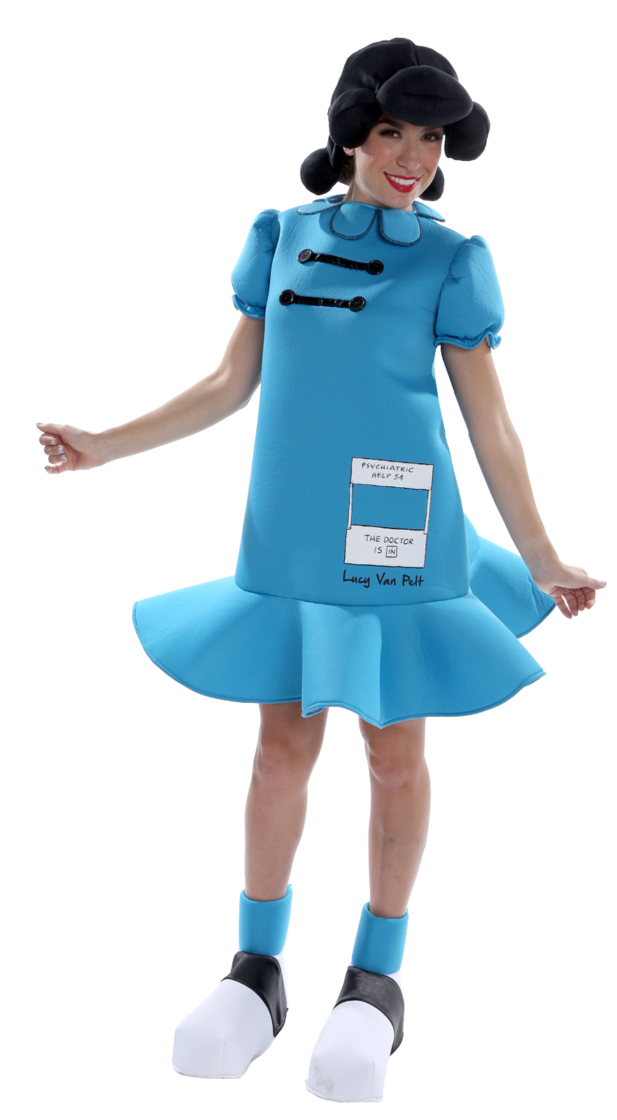 Palamon Women's Peanuts: Lucy Deluxe Adult Costume - Blue - Large (14-16)