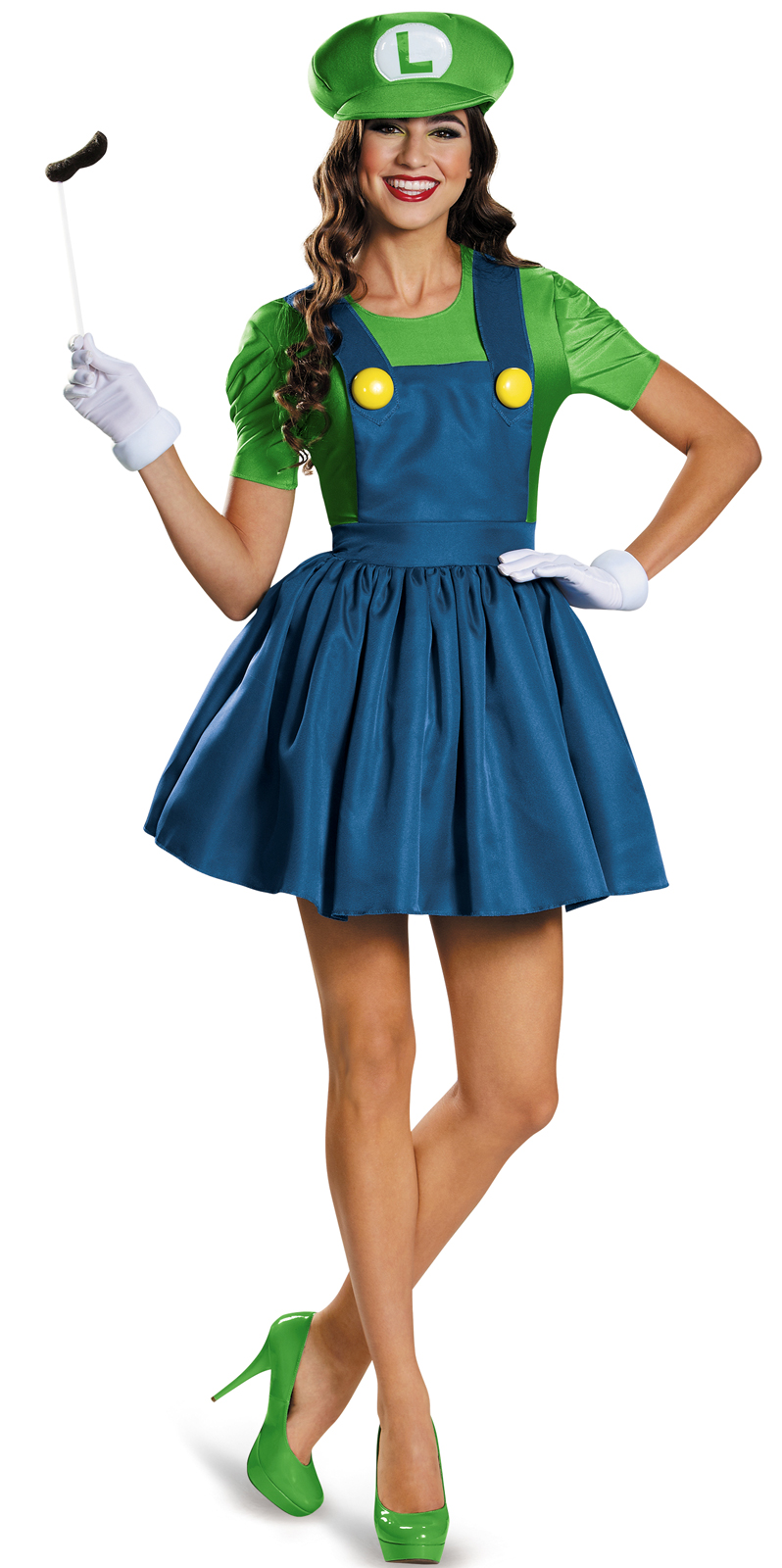 Disguise Inc Women's Super Mario: Luigi w/Skirt Adult Costume - Blue/Green - Large (12-14)