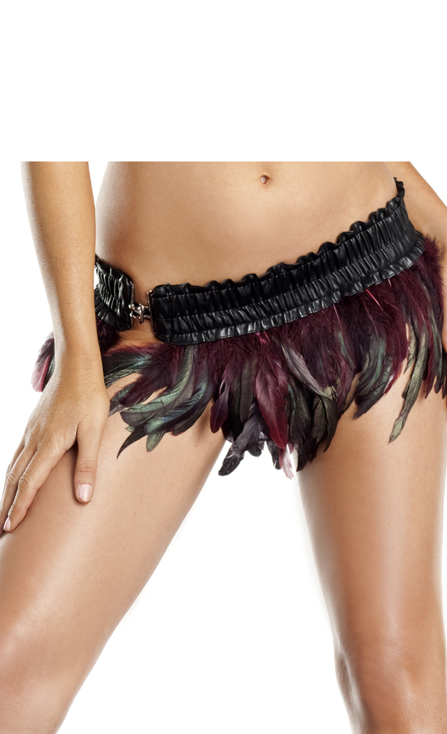 Be wicked Women's Feather Mini Skirt - Burgundy - M/L for Valentines Day