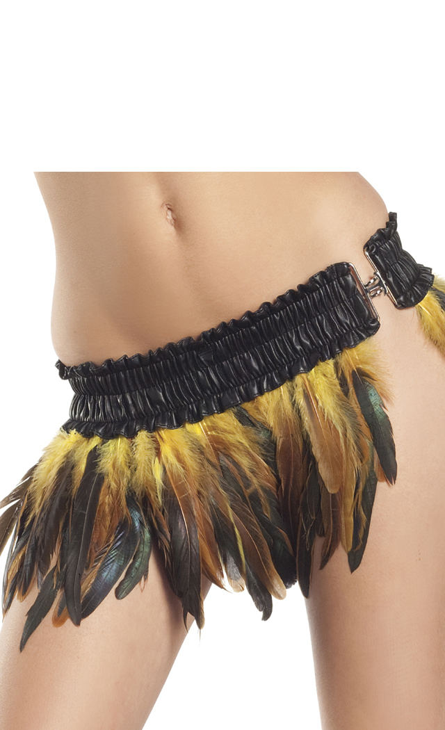 Be wicked Women's Feather Mini Skirt - Yellow - M/L for Mardi Gras