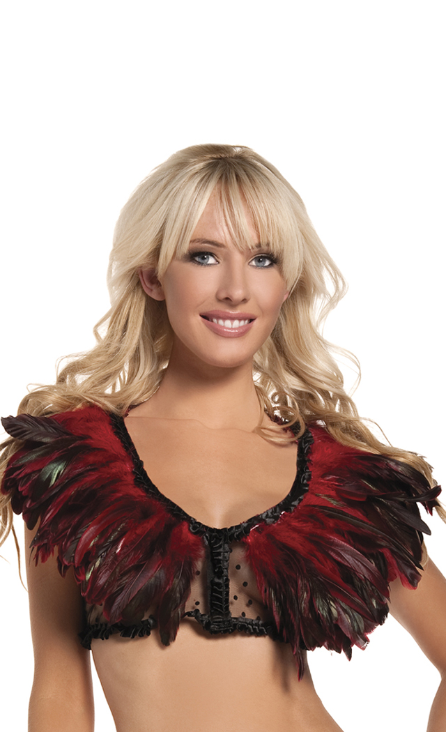 Be wicked Women's Feather Top With Lace Backing - Red - O/S for Valentines Day