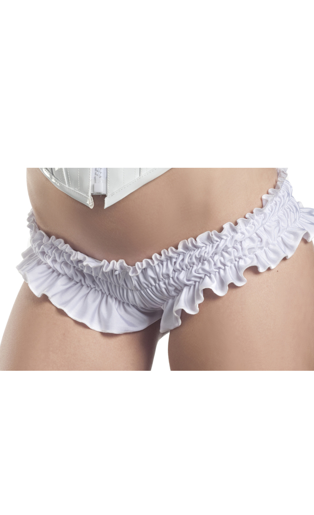 Be wicked Women's Mini Ruffled Booty Shorts - White - L for Valentines Day