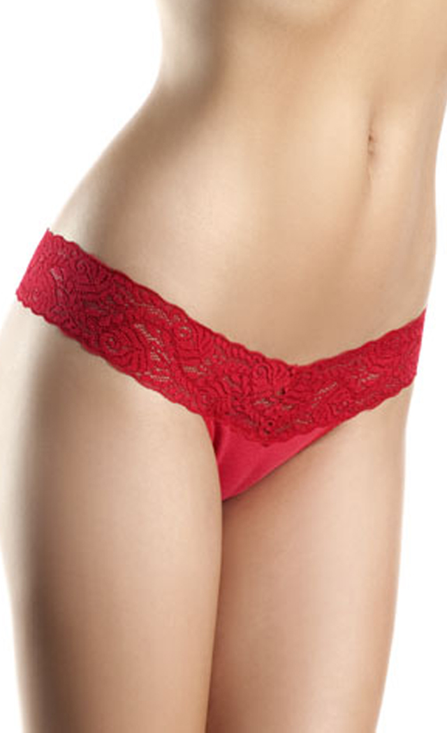 Be wicked Women's Lace V Cut, Low Rise Panties - Red - L for Valentines Day