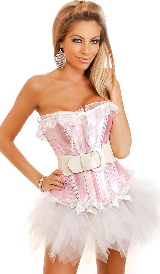 Daisy Corsets Women's Pink Pixie Burlesque Corset and Pettiskirt - 2X