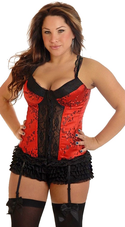 Daisy Corsets Women's Plus Size Satin Tapestry Long Line Bustier - 2X for Valentines Day