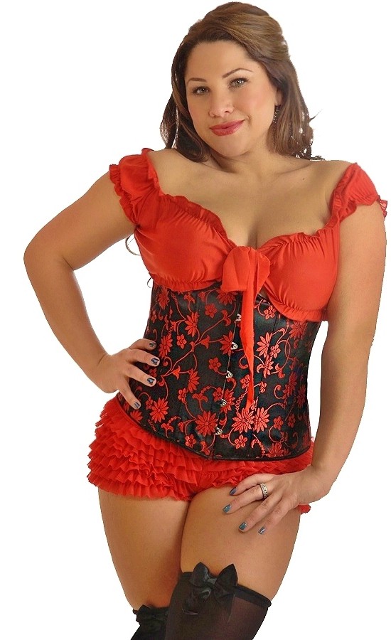 Daisy Corsets Women's Plus Size Floral Brocade Underbust Corset - 2X for Valentines Day