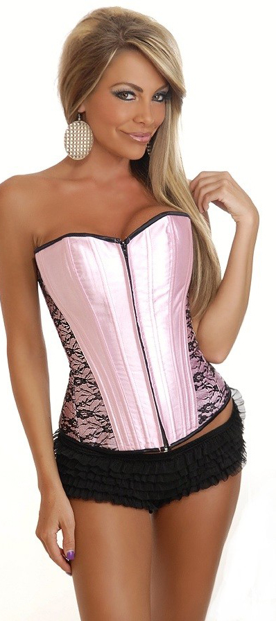 Daisy Corsets Women's Pink Lace Burlesque Corset - Large for Valentines Day