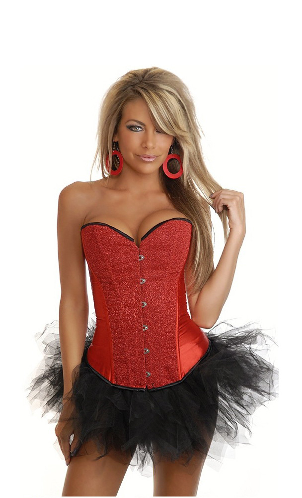 Daisy Corsets Women's Red Sequin Burlesque Corset and Pettiskirt - 2X for Valentines Day