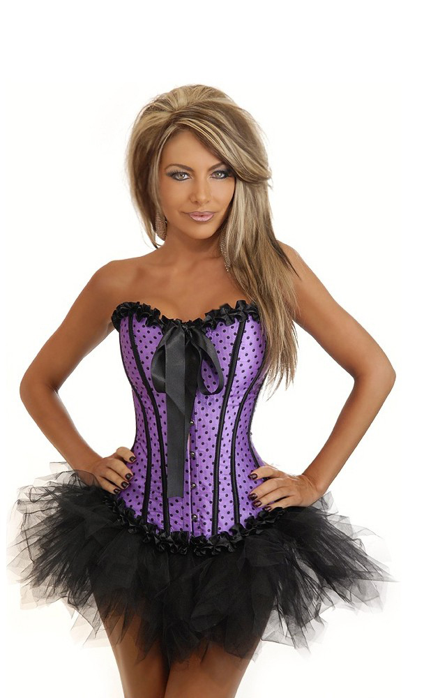 Daisy Corsets Women's Burlesque Polka Dot Corset and Pettiskirt - 2X for Mardi Gras