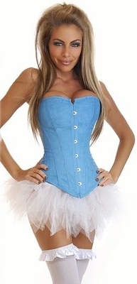 Daisy Corsets Women's Strapless Blue Suede Corset and Pettiskirt - 2X