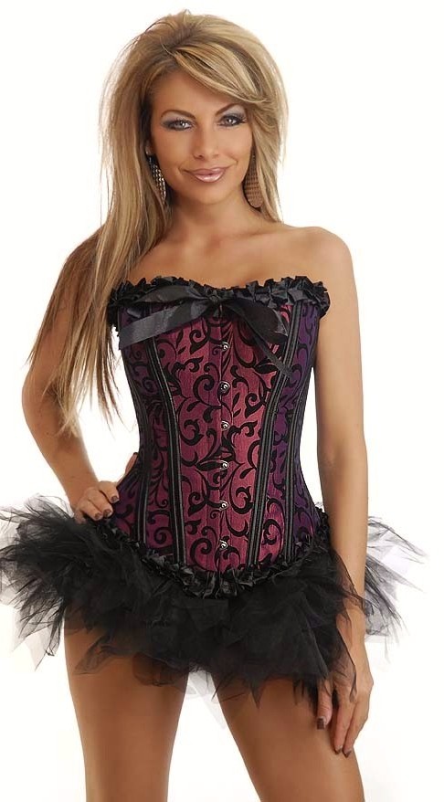 Daisy Corsets Women's Swirl Brocade Burlesque Corset and Pettiskirt - 2X