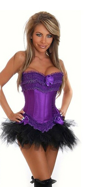 Daisy Corsets Women's Burlesque Purple Corset and Pettiskirt - Large for Mardi Gras