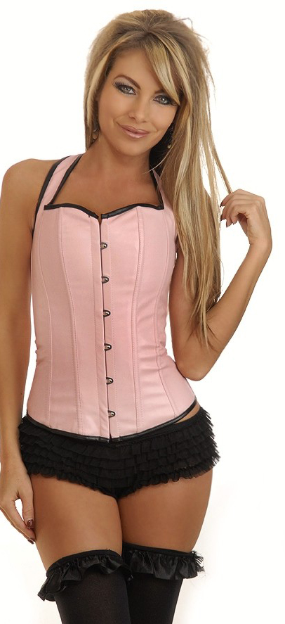 Daisy Corsets Women's Pink Faux Leather Full-Back Corset - 2X for Valentines Day