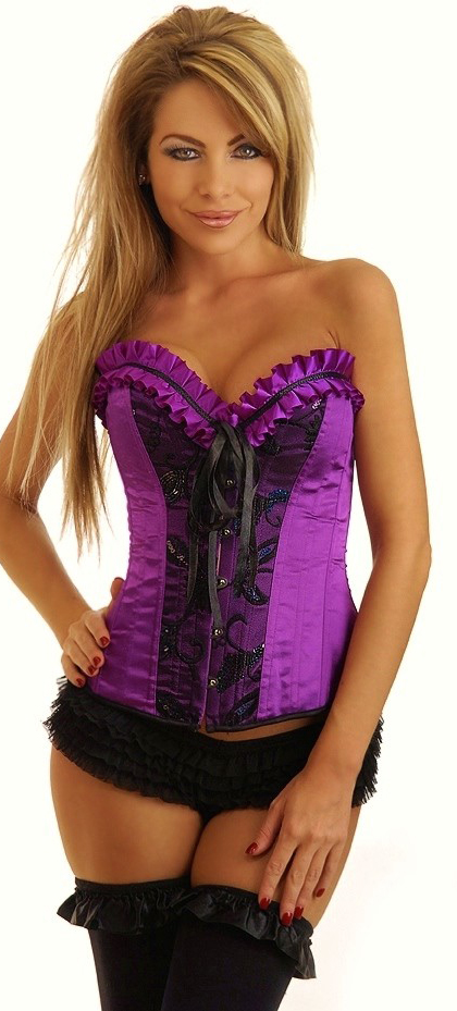 Daisy Corsets Women's Purple Sequin Pin-Up Corset - 2X for Mardi Gras