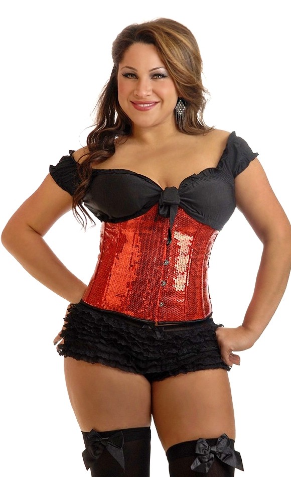 Daisy Corsets Women's Plus Size Red Sequin Underbust Corset - 2X for Valentines Day