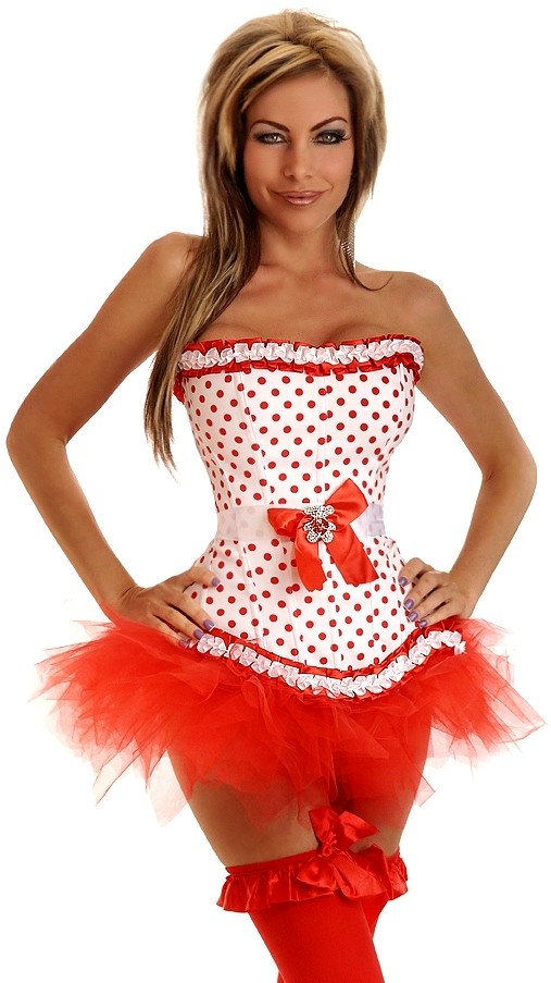 Daisy Corsets Women's Pretty in Polka Dots Burlesque Corset and Pettiskirt - 2X