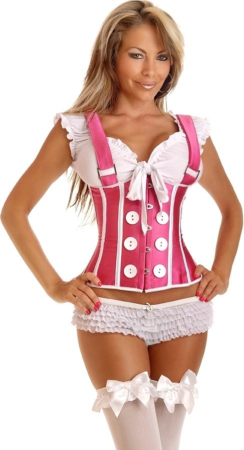 Daisy Corsets Women's Pink Suspenders Underbust Corset - 2X for Valentines Day