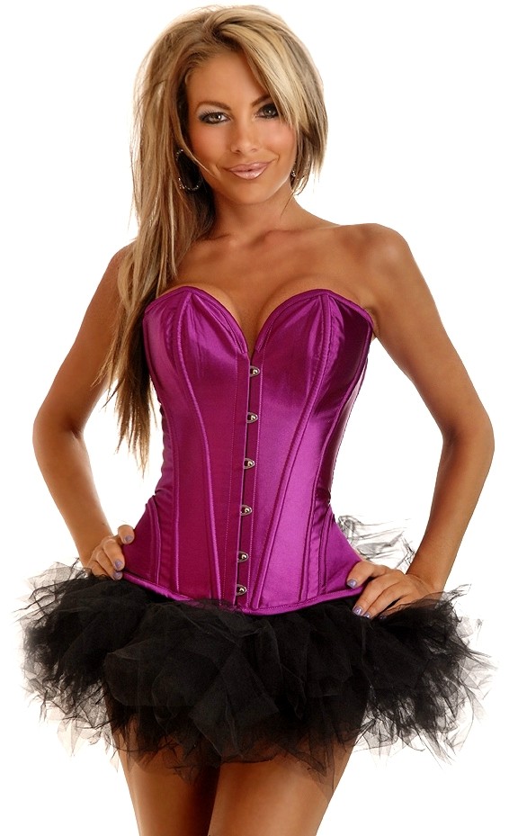 Daisy Corsets Women's Purple Strapless Steel Boned Corset and Pettiskirt - Large for Mardi Gras