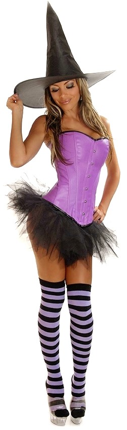 Daisy Corsets Women's 4 PC Purple Pin-Up Witch Costume - 2X