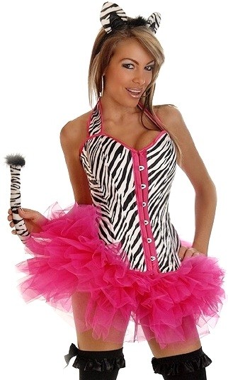 Daisy Corsets Women's 4 PC Pin-Up Zebra Costume - 2X