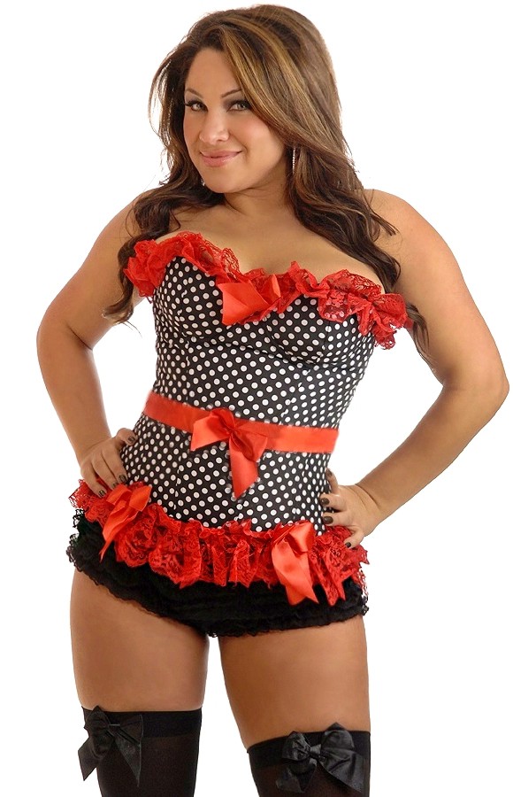 Daisy Corsets Women's Plus Size Pin-Up Rockabilly Polka Dot Corset - 2X for Valentines Day