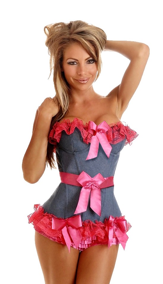 Daisy Corsets Women's Pin-Up Denim Ruffled Corset - 2X