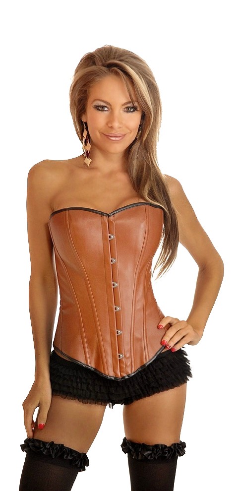 Daisy Corsets Women's Caramel Vegan Leather Strapless Corset - 2X