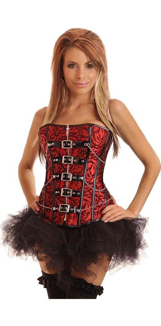 Daisy Corsets Women's Streampunk Buckles and Chains Corset and Pettiskirt - 2X for Valentines Day