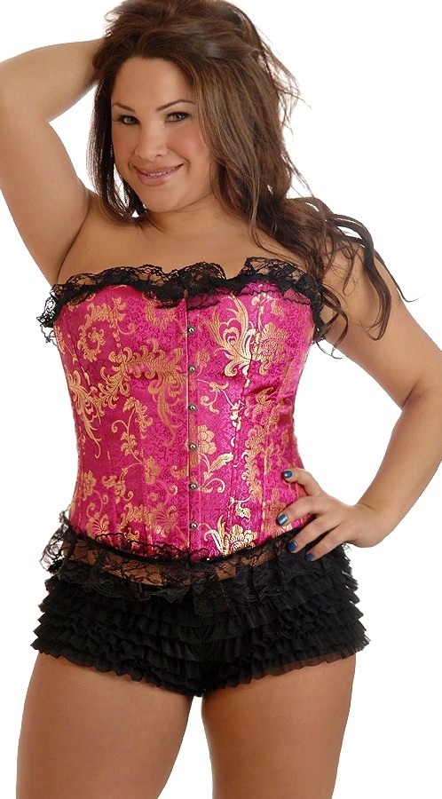 Daisy Corsets Women's Plus Size Strapless Ruffled Brocade Corset - 2X for Valentines Day