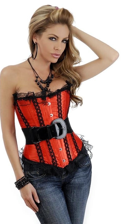 Daisy Corsets Women's Strapless Ruffled Belted Ribbon Corset - Large