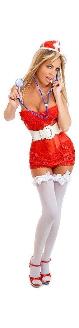 Daisy Corsets Women's 7 PC Naughty Nurse Costume - Red - 2X