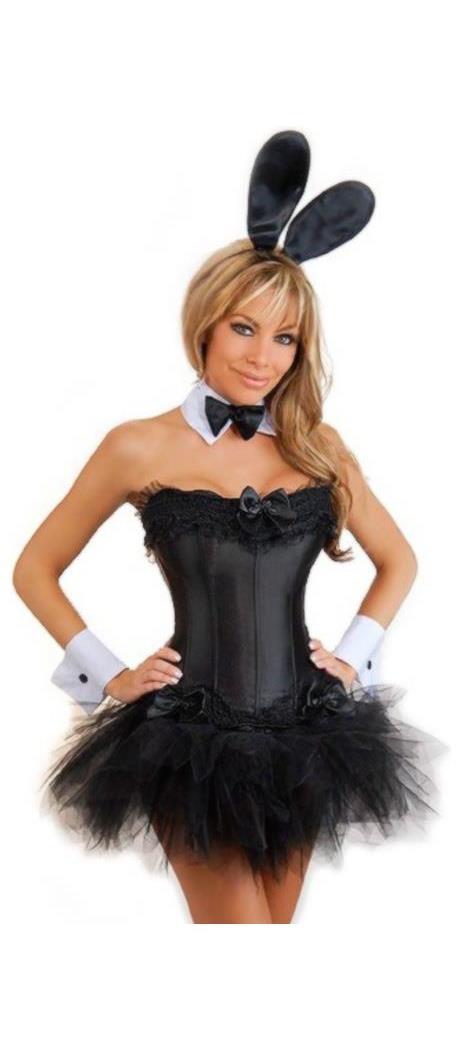 Daisy Corsets Women's 5 PC Sexy Bunny Costume - Black - 2X