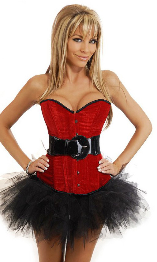 Daisy Corsets Women's Velvet Belted Corset and Pettiskirt - 2X for Valentines Day