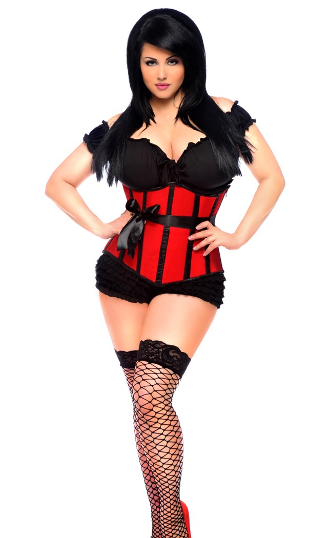 Daisy Corsets Women's Top Drawer Plus Size Red Steel Boned Underbust Corset - Red - 2X