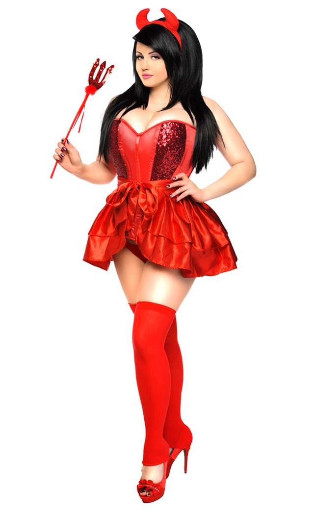 Daisy Corsets Women's Plus Size 4 PC Sexy Devil Costume - Red - 2X