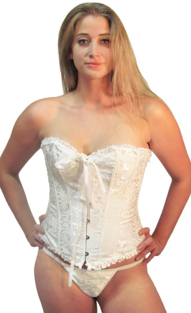 DarkLure Women's Womens Bridal White Shaper Corset Top - L