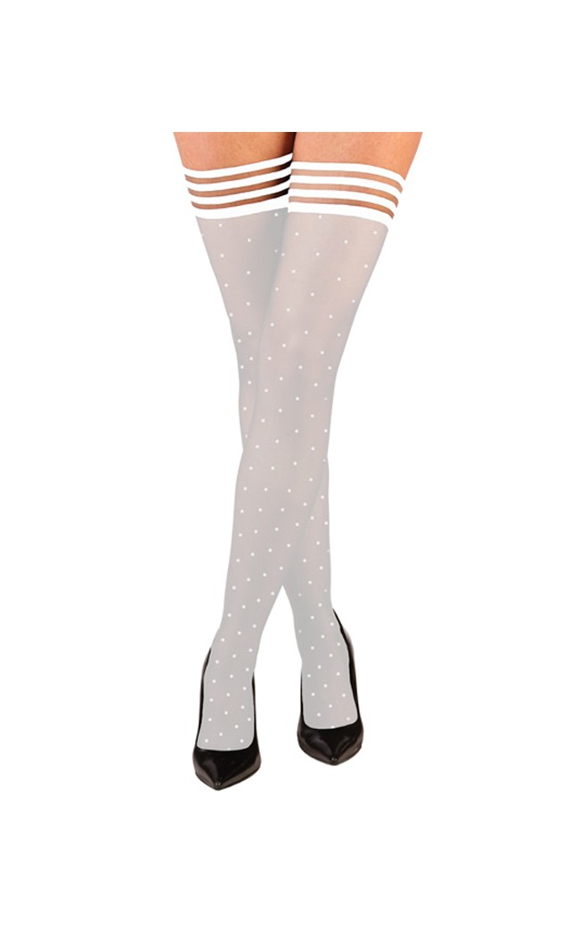 Kix'ies inc Women's Kix'ies Brooke LeAnne Polka Dot Thigh High White A - A