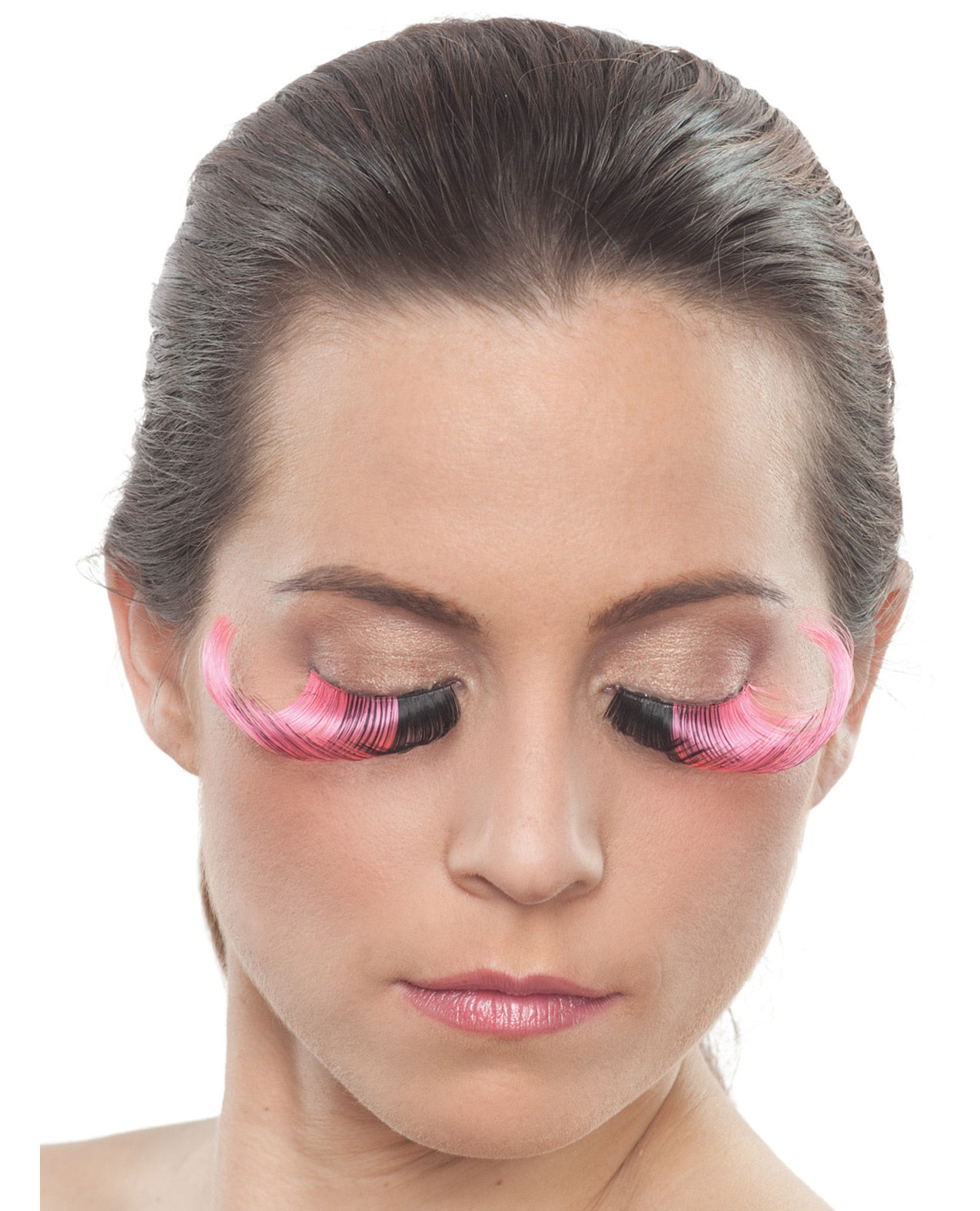 Lrs apparel Women's Pink and Black Curled Eyelashes - Standard