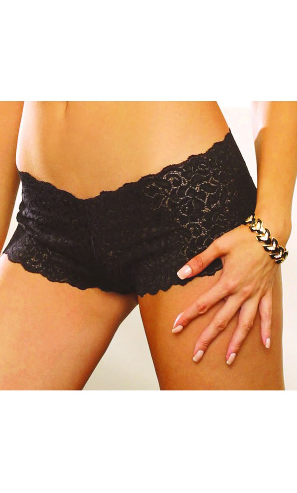 Elegant Moments Women's Lace cheeky shorts - BLACK - L