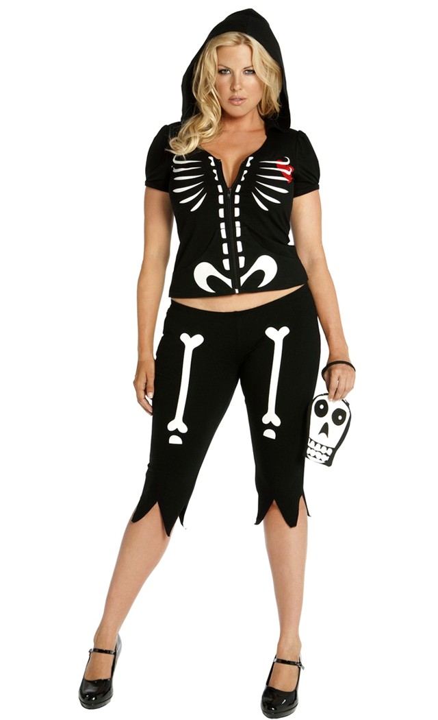 Elegant Moments Women's 4 pc. Chloe Bones costume - BLACK - L