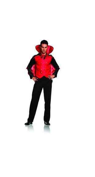 Elegant Moments Men's 2 pc Vampire Villian Costume - BLACK/RED - L