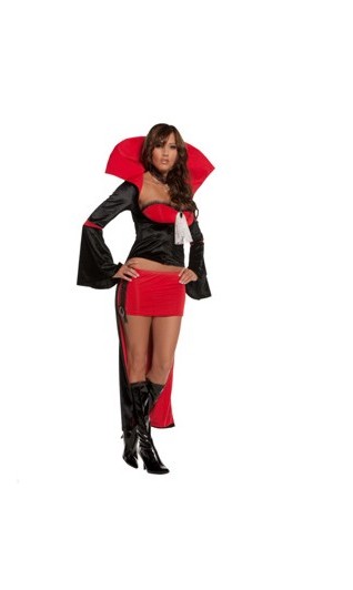 Elegant Moments Women's 4 pc Coffin Queen Costume - RED/BLACK - L